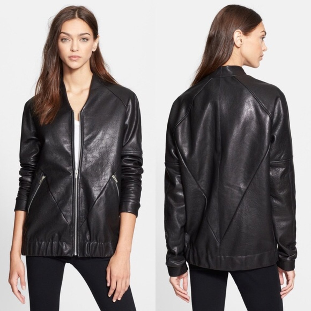 Veda Leather Bomber Jacket
